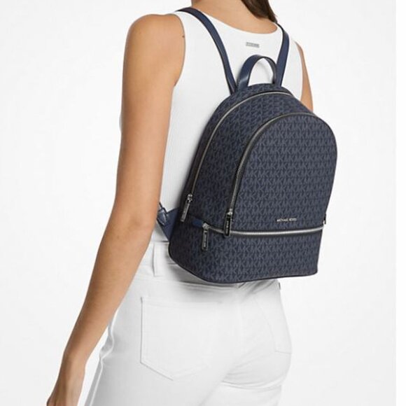 Michael Kors Black Monogram Backpack - Picture 1 of 15